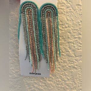NWT Express multi color teal earrings.